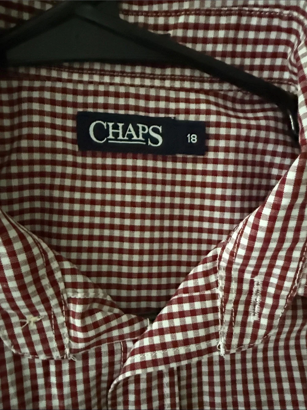 Chaps Burgundy Gingham Button-Up Dress Shirt